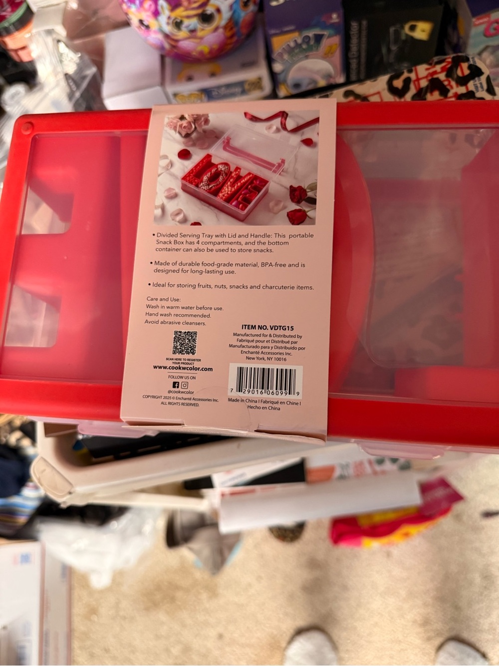 CWC Red Snack Box - 4 Compartment On-the-Go Food Storage - Picture 2 of 2